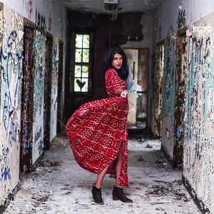 Boho red dress